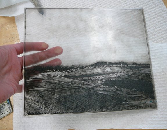 making a dark field monotype from acrylic plate