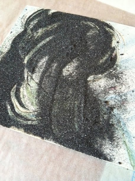 using carborundum on a collagraph plate