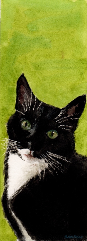 painting of a black cat
