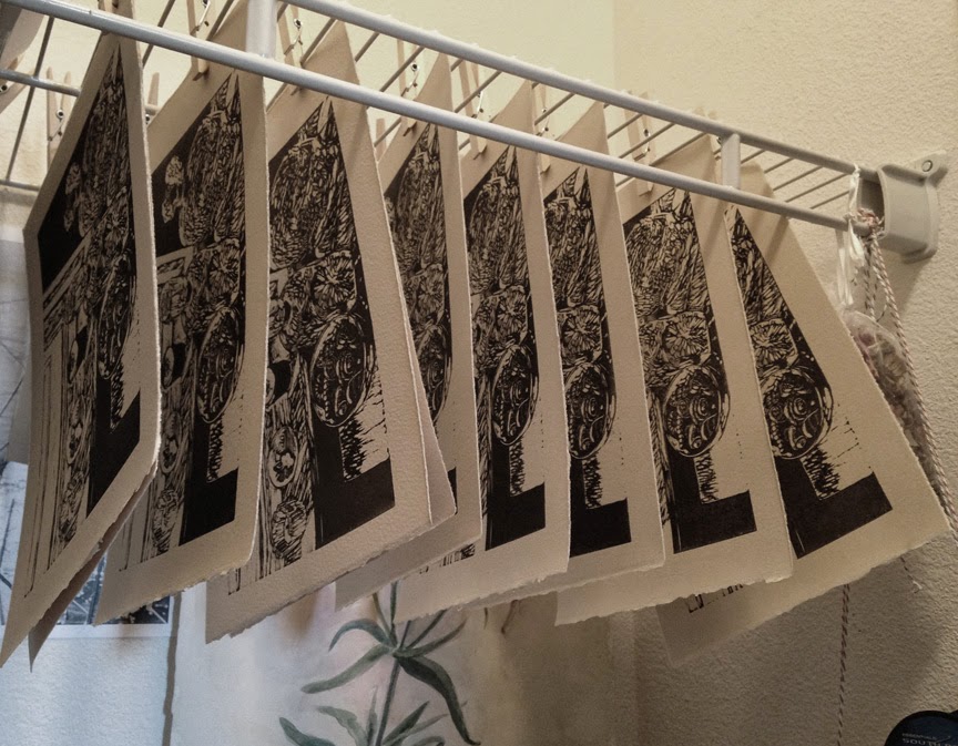 Linocut drying rack