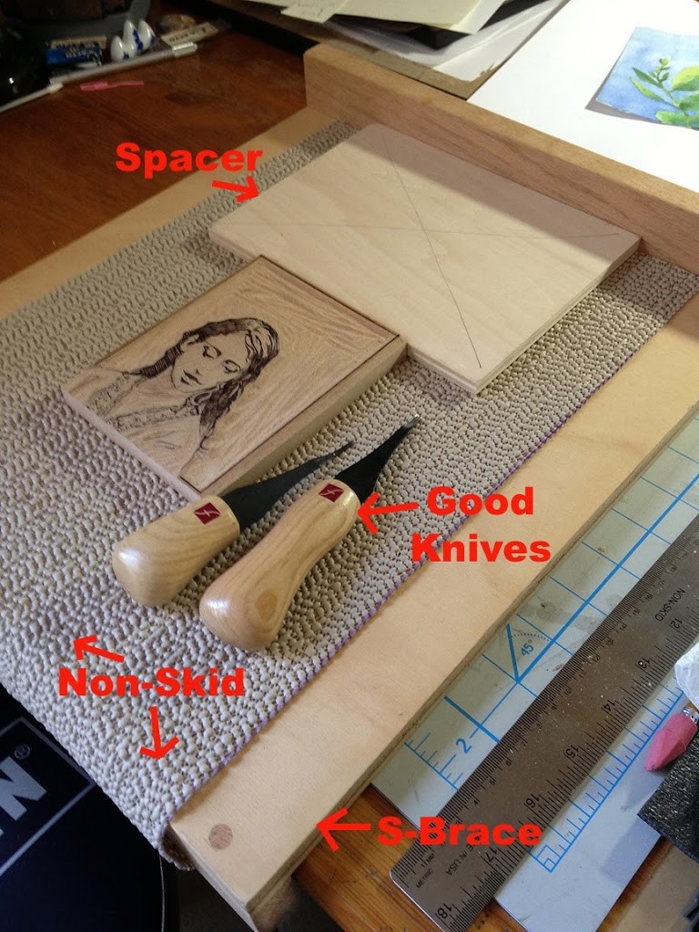relief printmaking woodcut set up