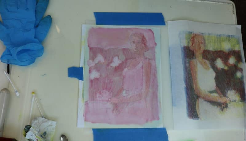 monotype printmaking tutorial using a sheet of mylar and four process colors