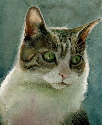 watercolor of a cat
