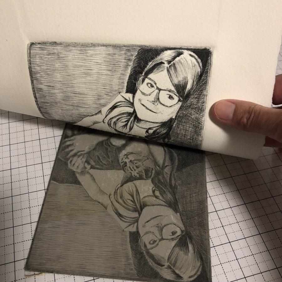transferring a drypoint to linoleum