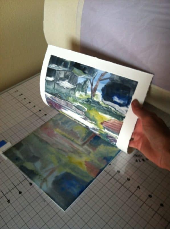 color-monotype and monoprint printmaking exercises