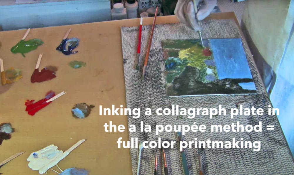 Full color printmaking from a mat board collagraph plate with the a la poupee inking method