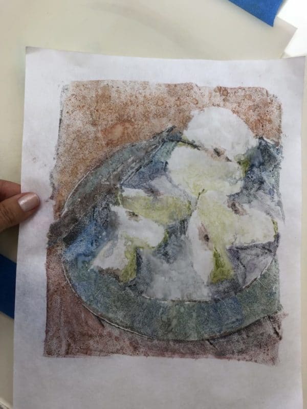 a color monotype on kozo paper