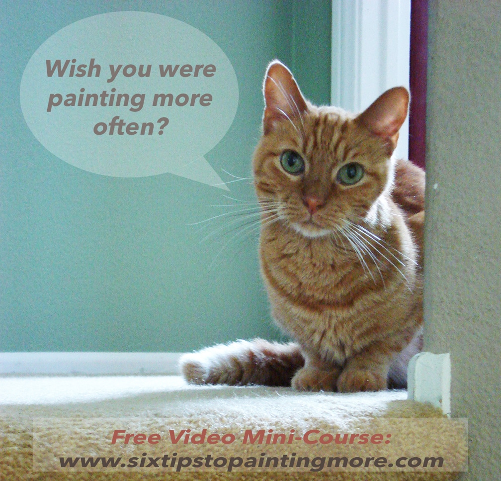  Eine kleine rote getigerte Katze, die fragt, ob Sie öfter Kunst machen möchten