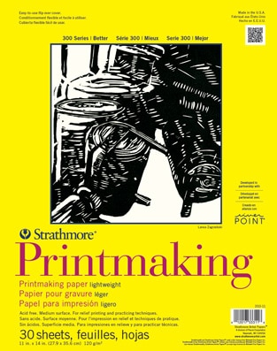 Strathmore series 300 printmaking paper in a yellow pad of 30 sheets