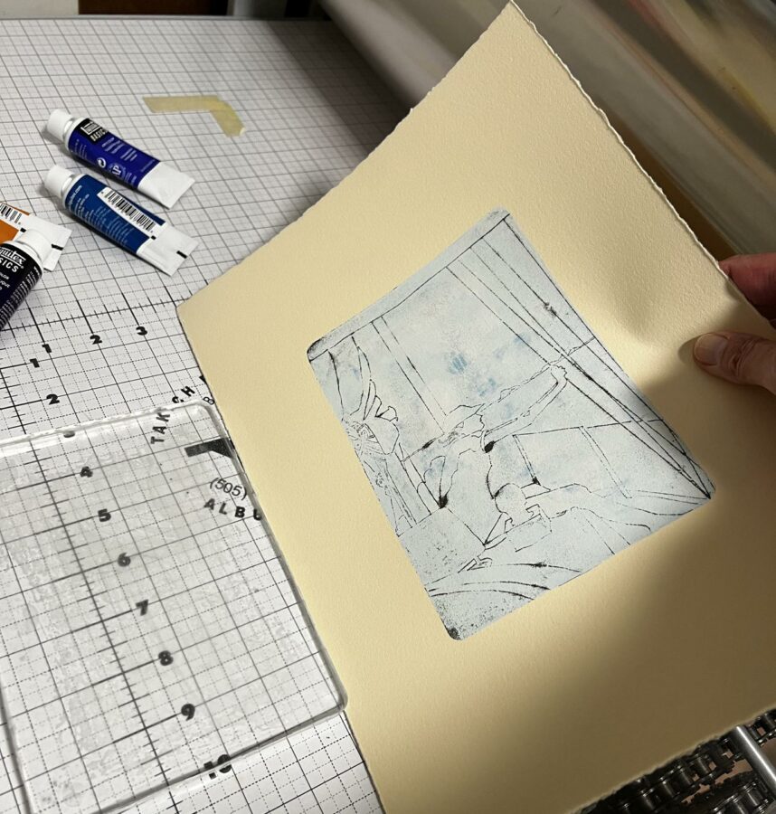 Gelli Plate Monoprint with Ballpoint Emboss Drawing Transfer - Belinda Del  Pesco